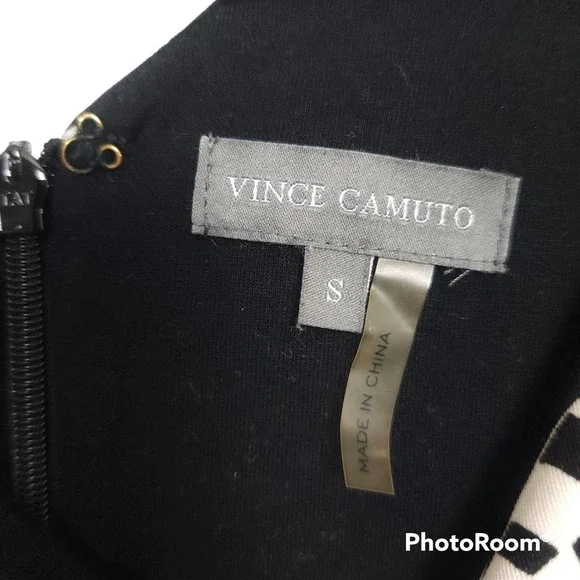 Vince Camuto Checkered Leaf Print Scuba Dress - Picture 3 of 5